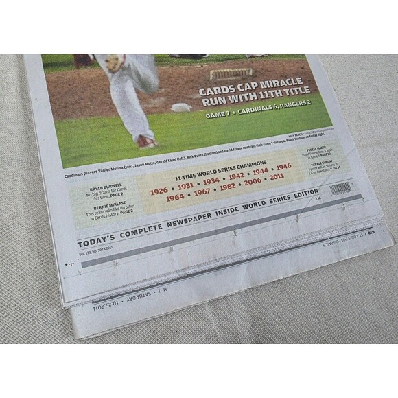 3 St. Louis Post-Dispatch 2011 Cardinals Newspapers – NL Champs & World Series - Picture 16 of 16